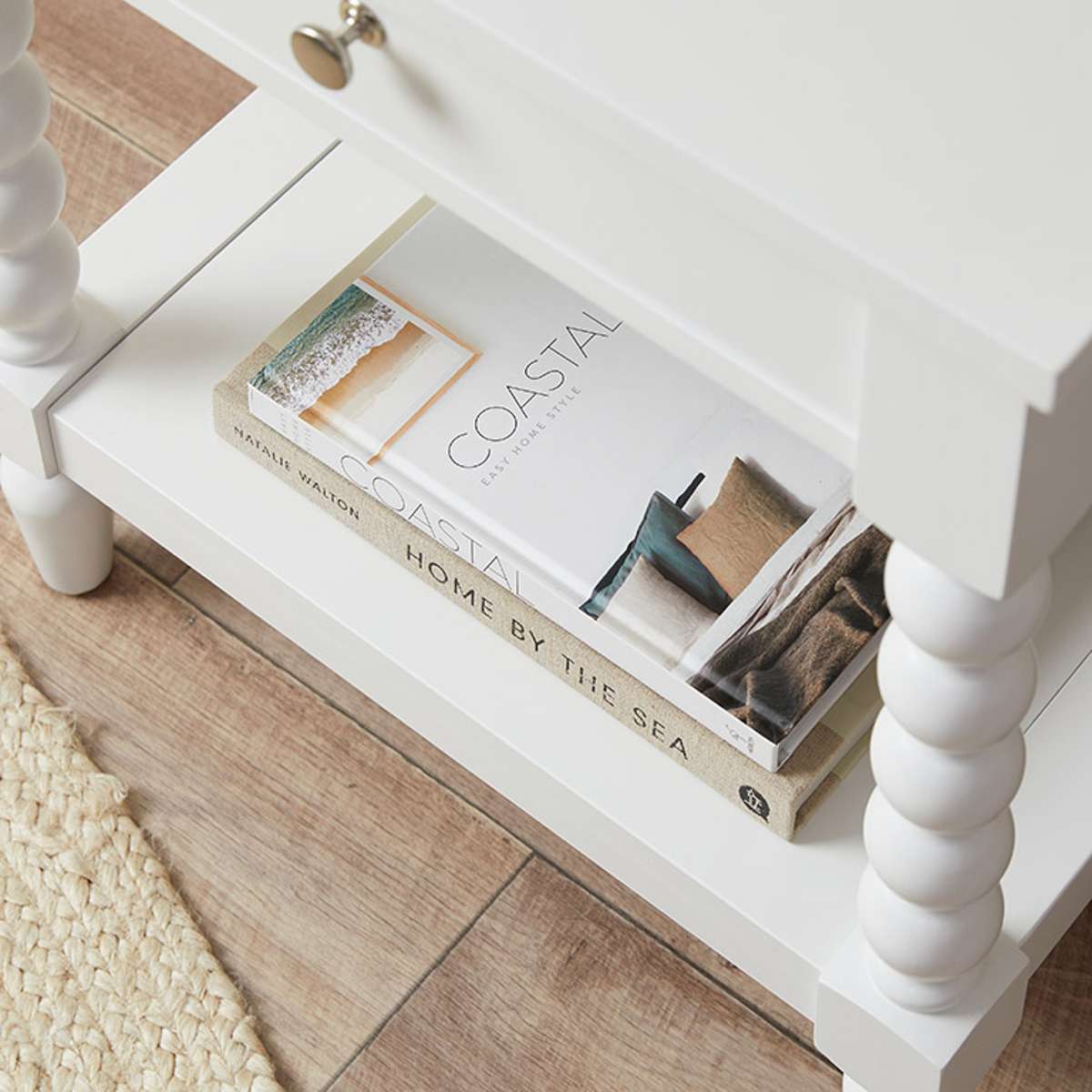 Bobbin Bedside Table - White