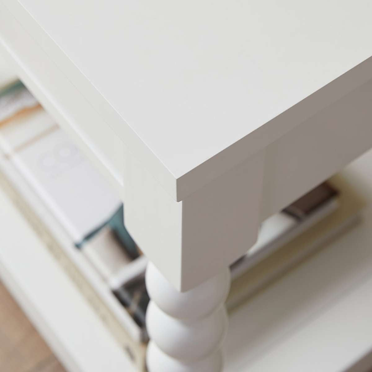 Bobbin Bedside Table - White