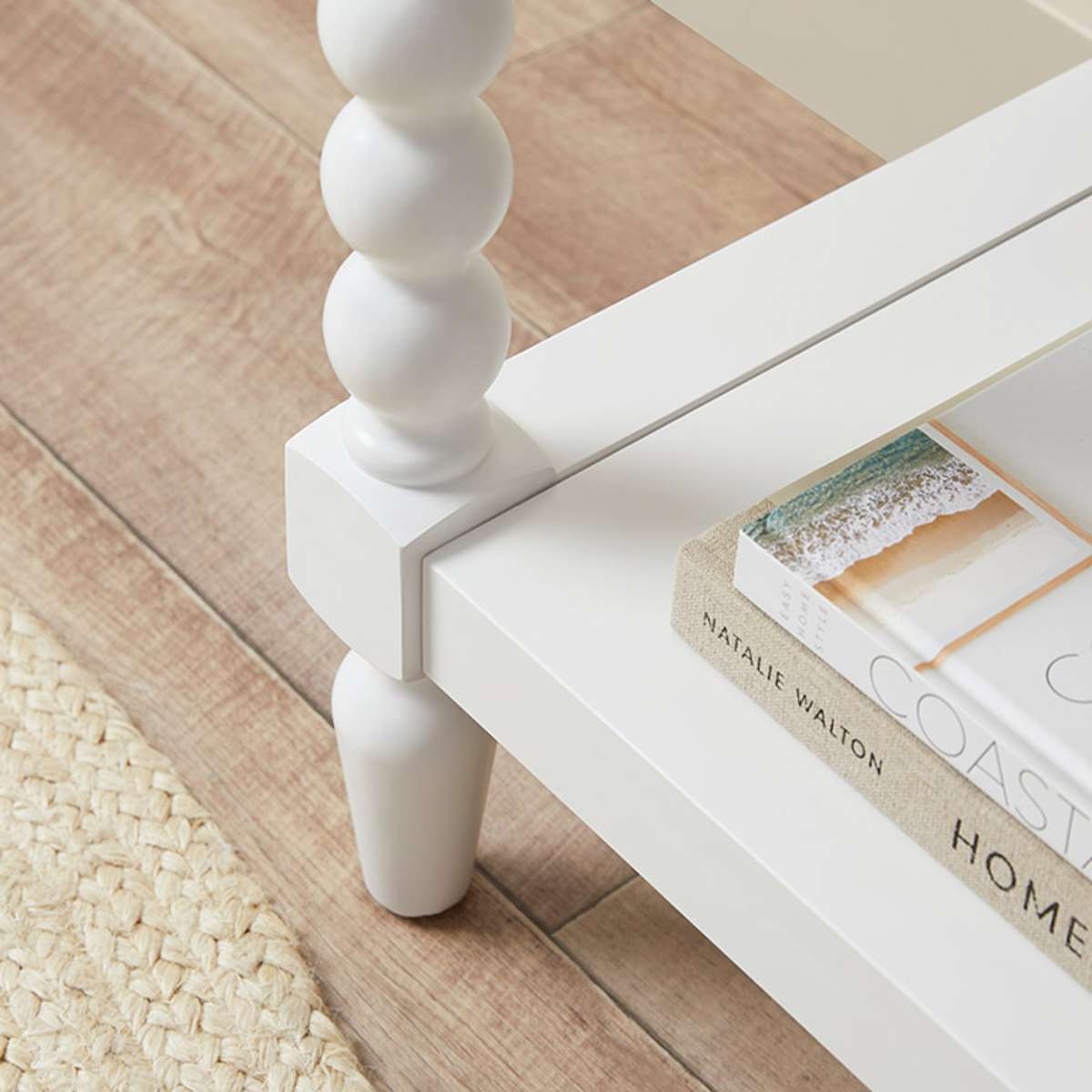 Bobbin Bedside Table - White