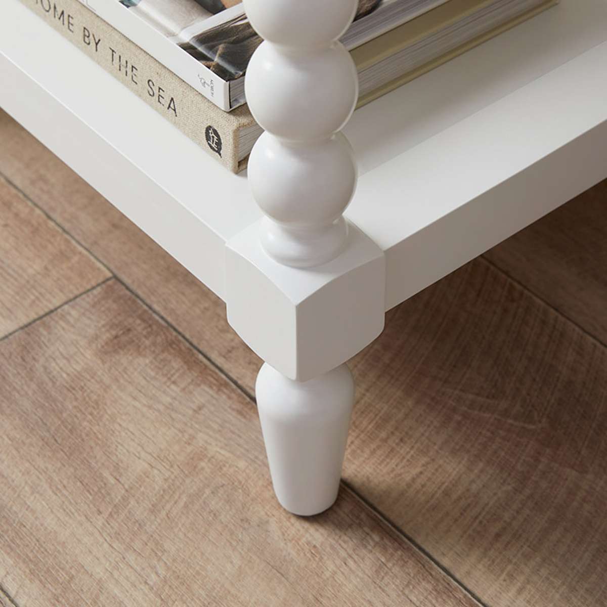 Bobbin Bedside Table - White