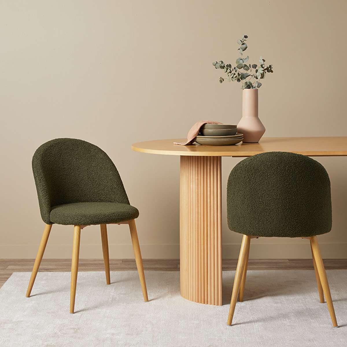 Londyn Dining Chairs - Green Boucle Set of Four Bundle