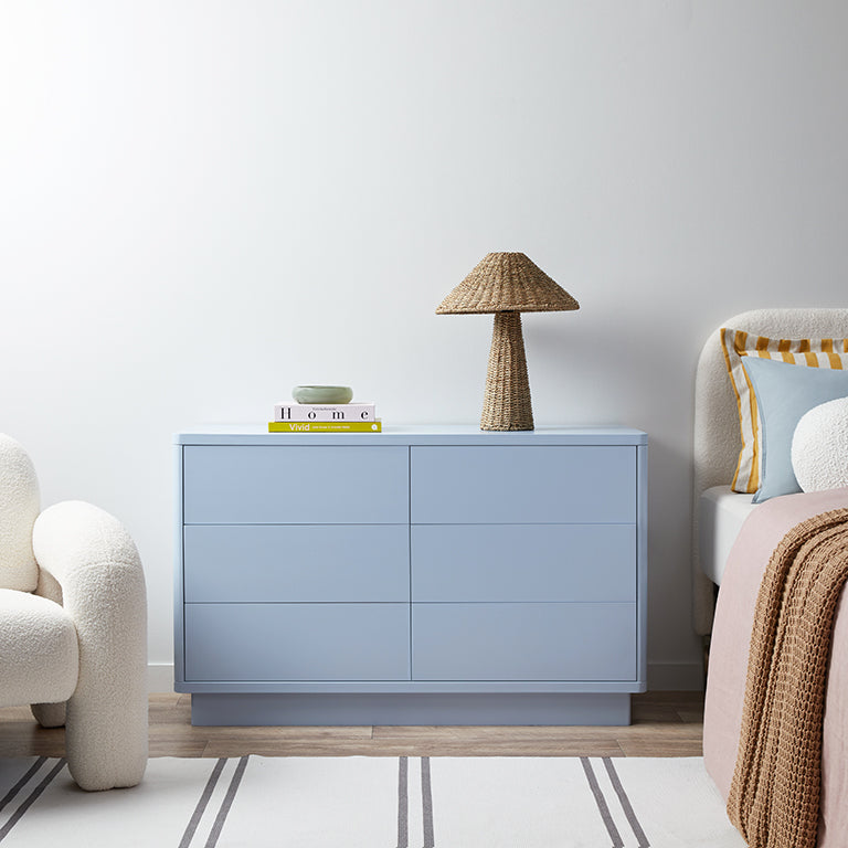 Oslo Six Drawer - Pale Blue