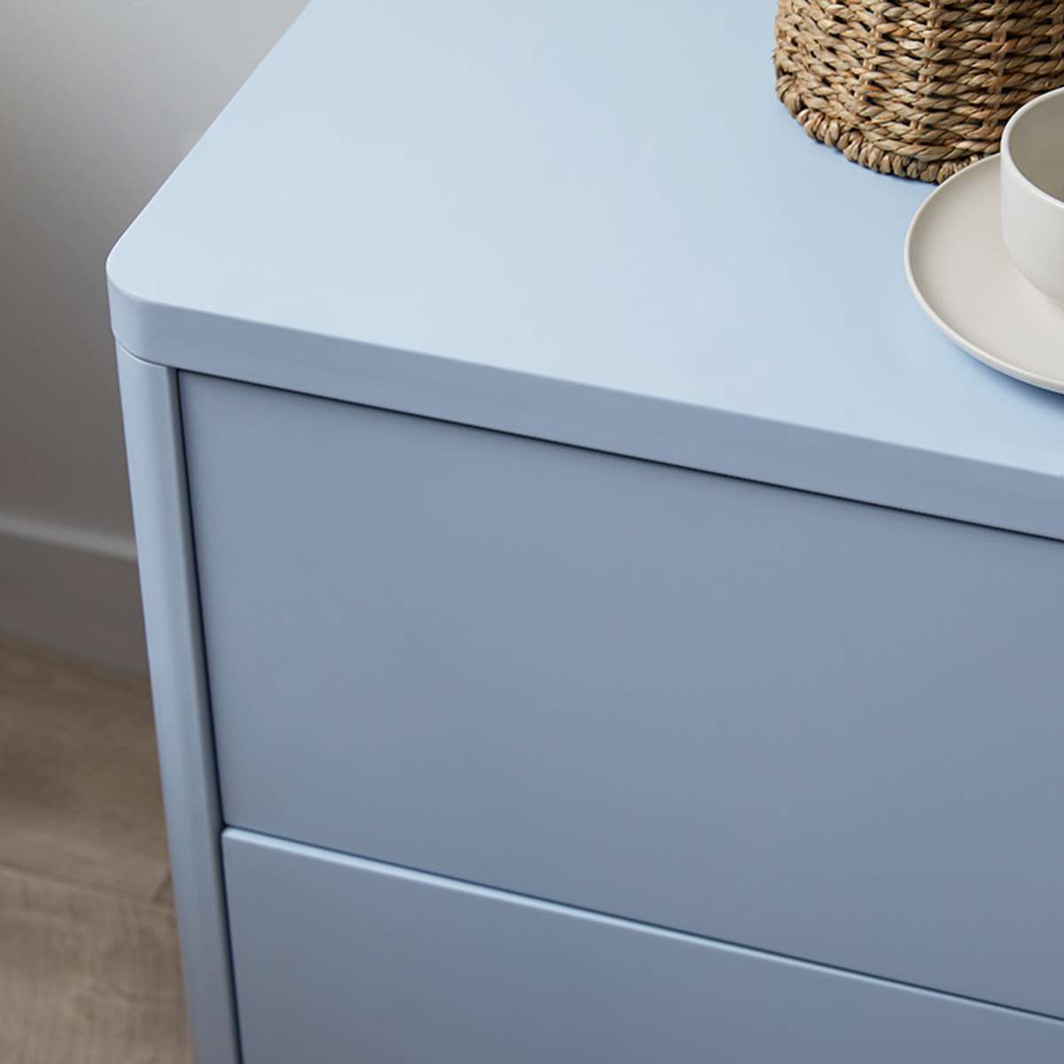 Oslo Two Drawer Bedside Table - Pale Blue