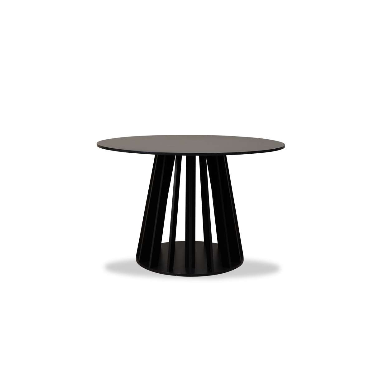 Rune Four Seater Slatted Round Dining Table - Black