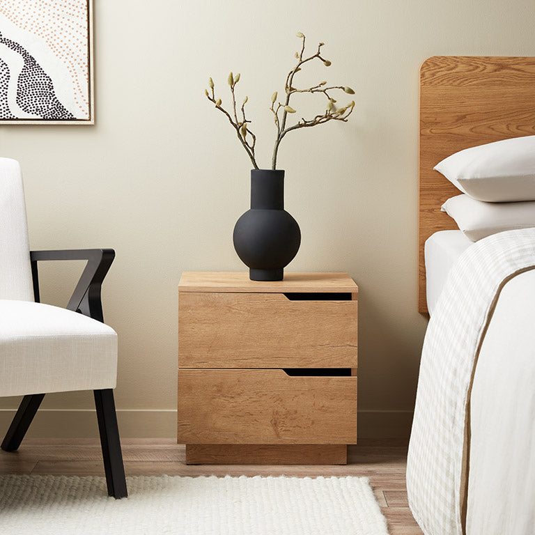 Zack Two Drawer Bedside Table - Natural