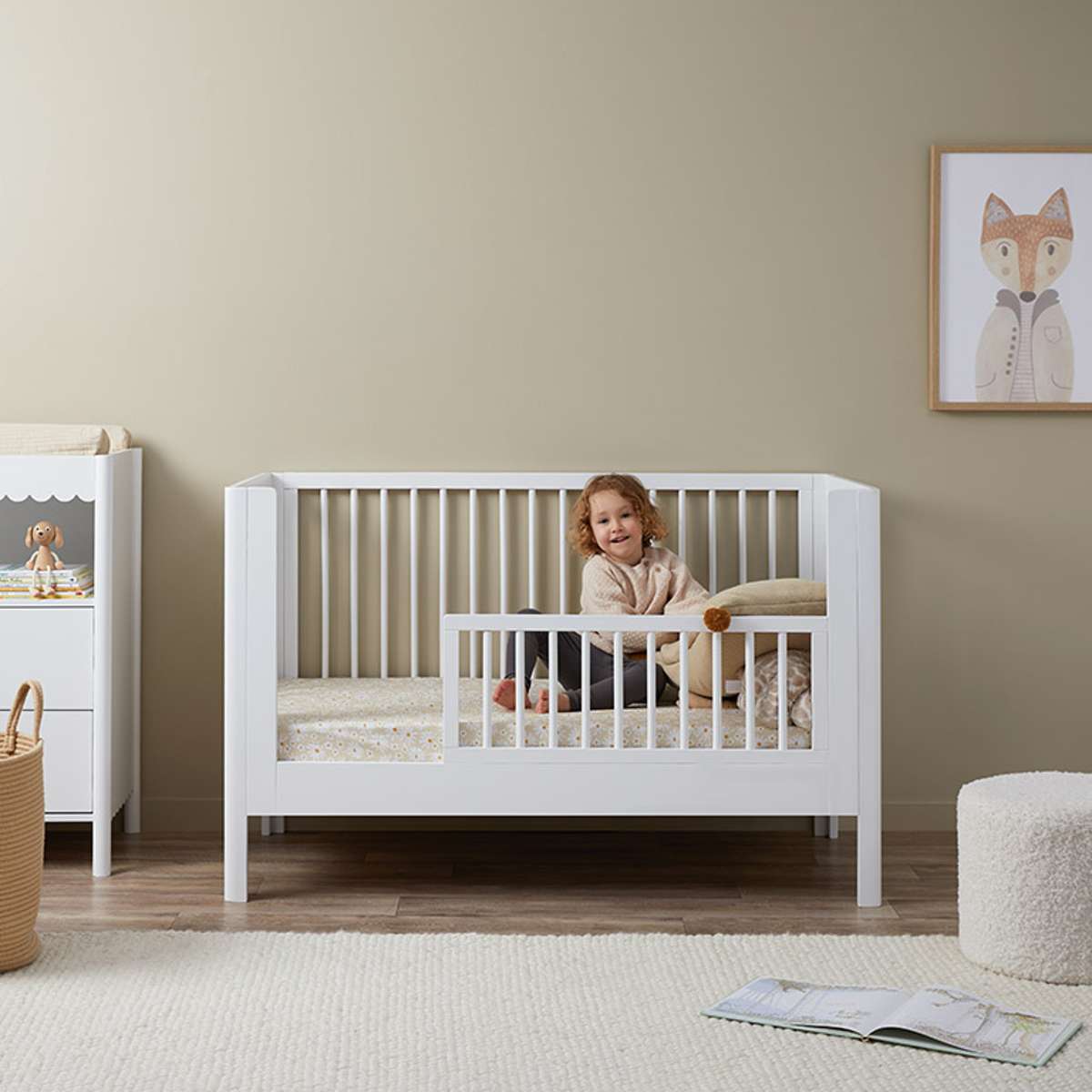 Maisie Octavia Cot Toddler Bed Half Frame - White - Mocka Australia