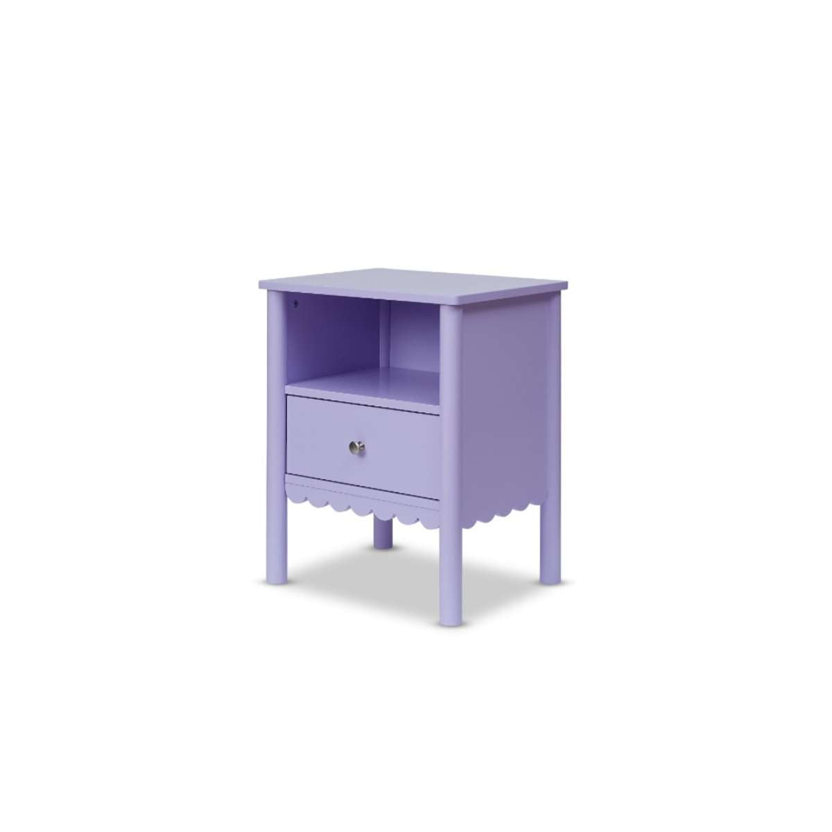 Maisie Scalloped Bedside Table - Lilac