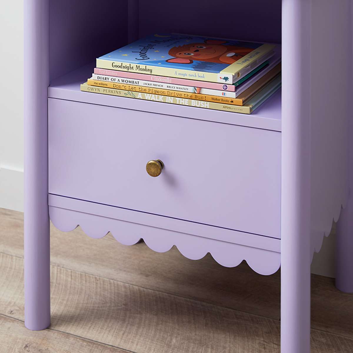 Maisie Scalloped Bedside Table - Lilac