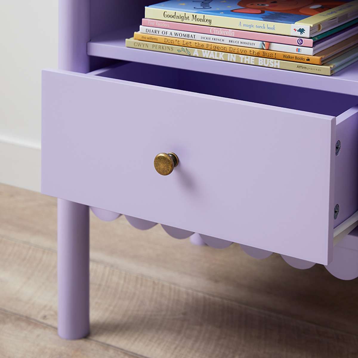 Maisie Scalloped Bedside Table - Lilac