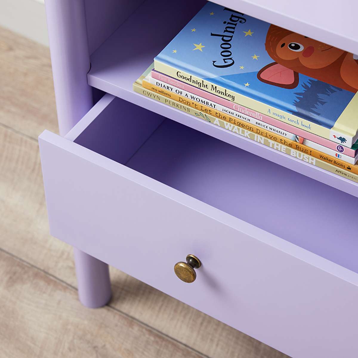 Maisie Scalloped Bedside Table - Lilac