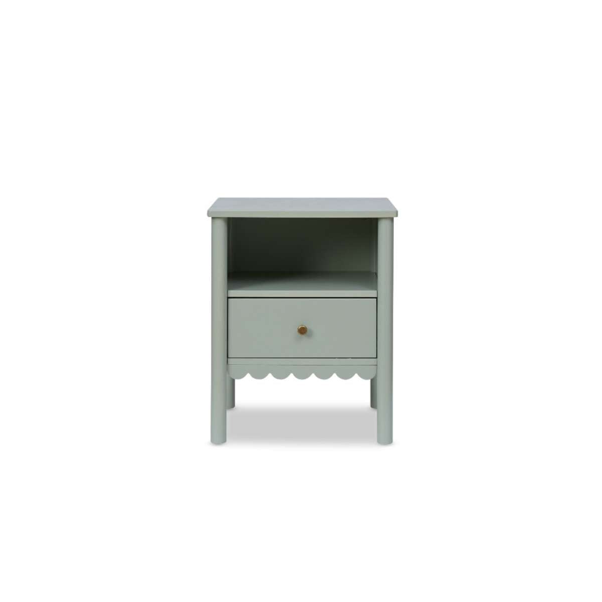 Maisie Scalloped Bedside Table - Sage Green