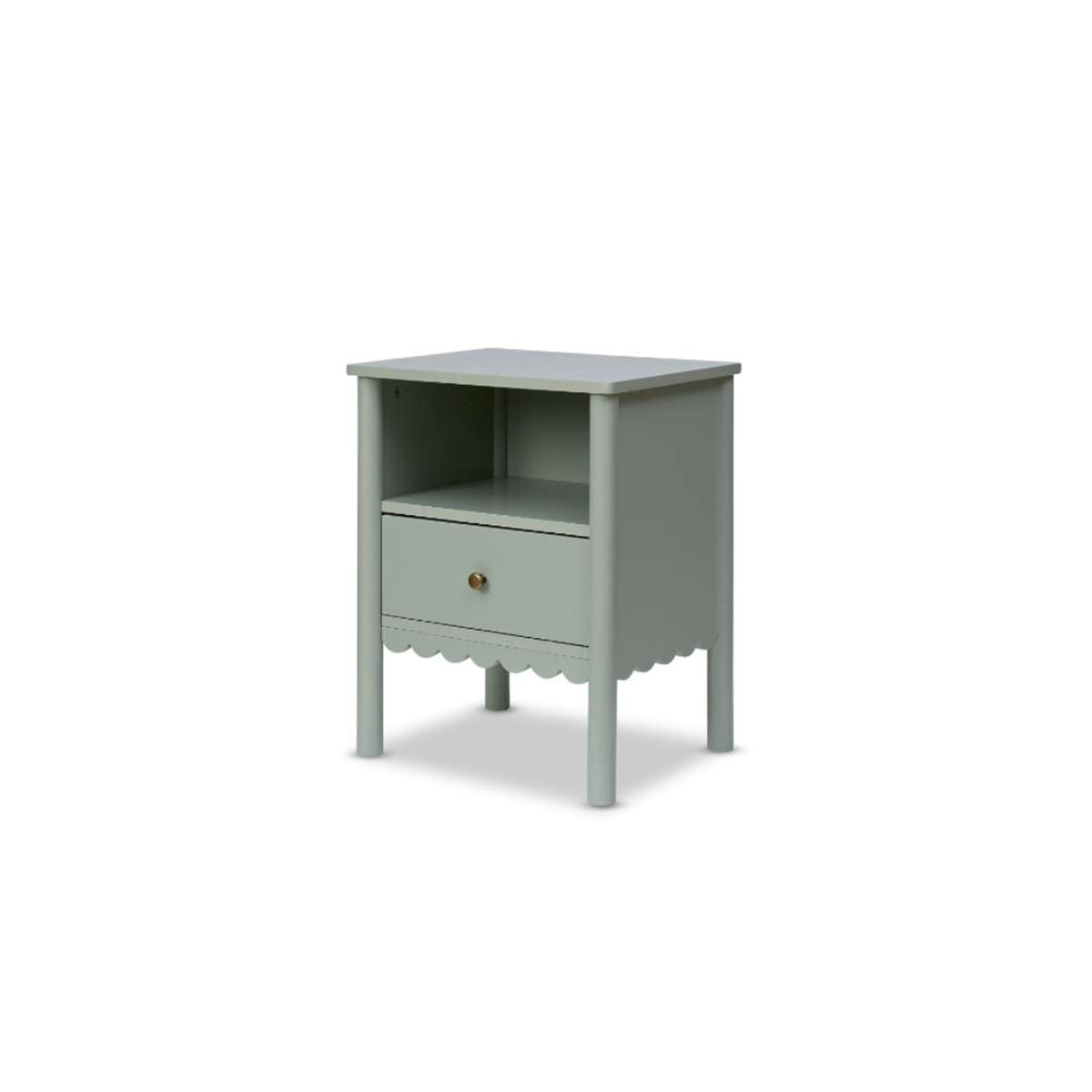 Maisie Scalloped Bedside Table - Sage Green