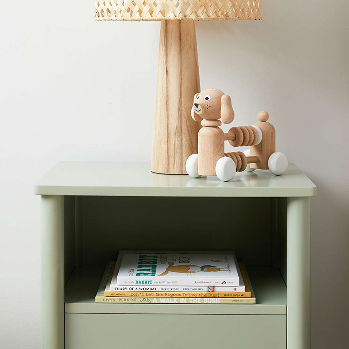 Maisie Scalloped Bedside Table - Sage Green