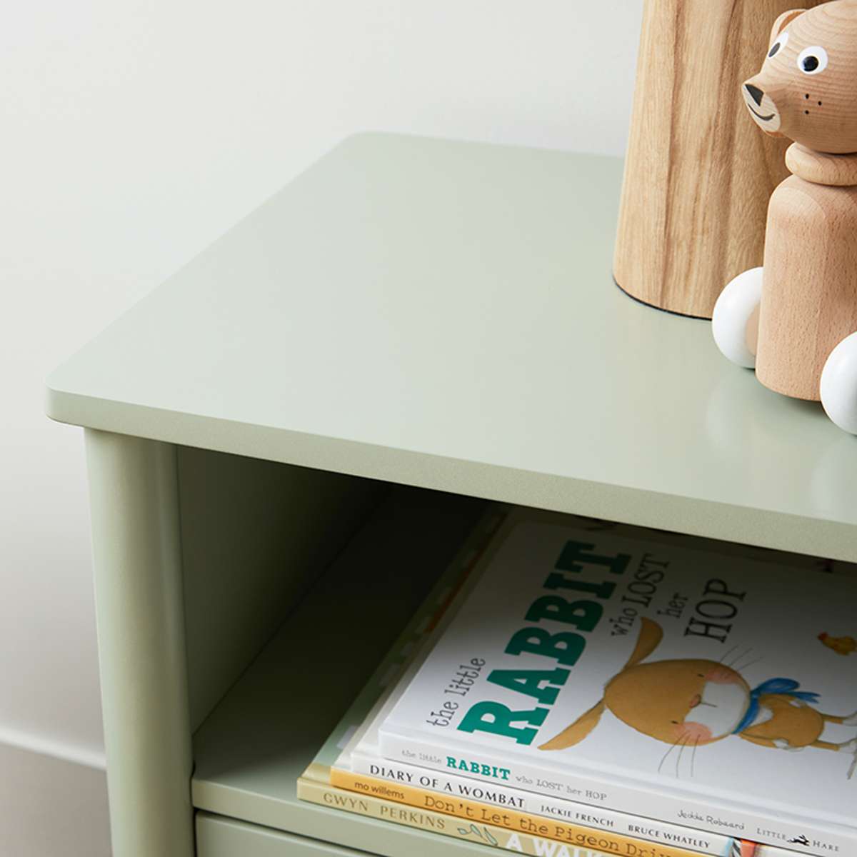 Maisie Scalloped Bedside Table - Sage Green