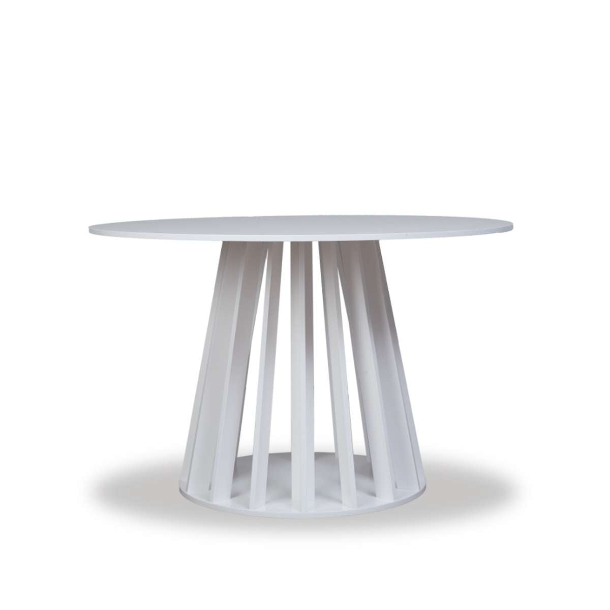 Rune Four Seater Slatted Round Dining Table - White