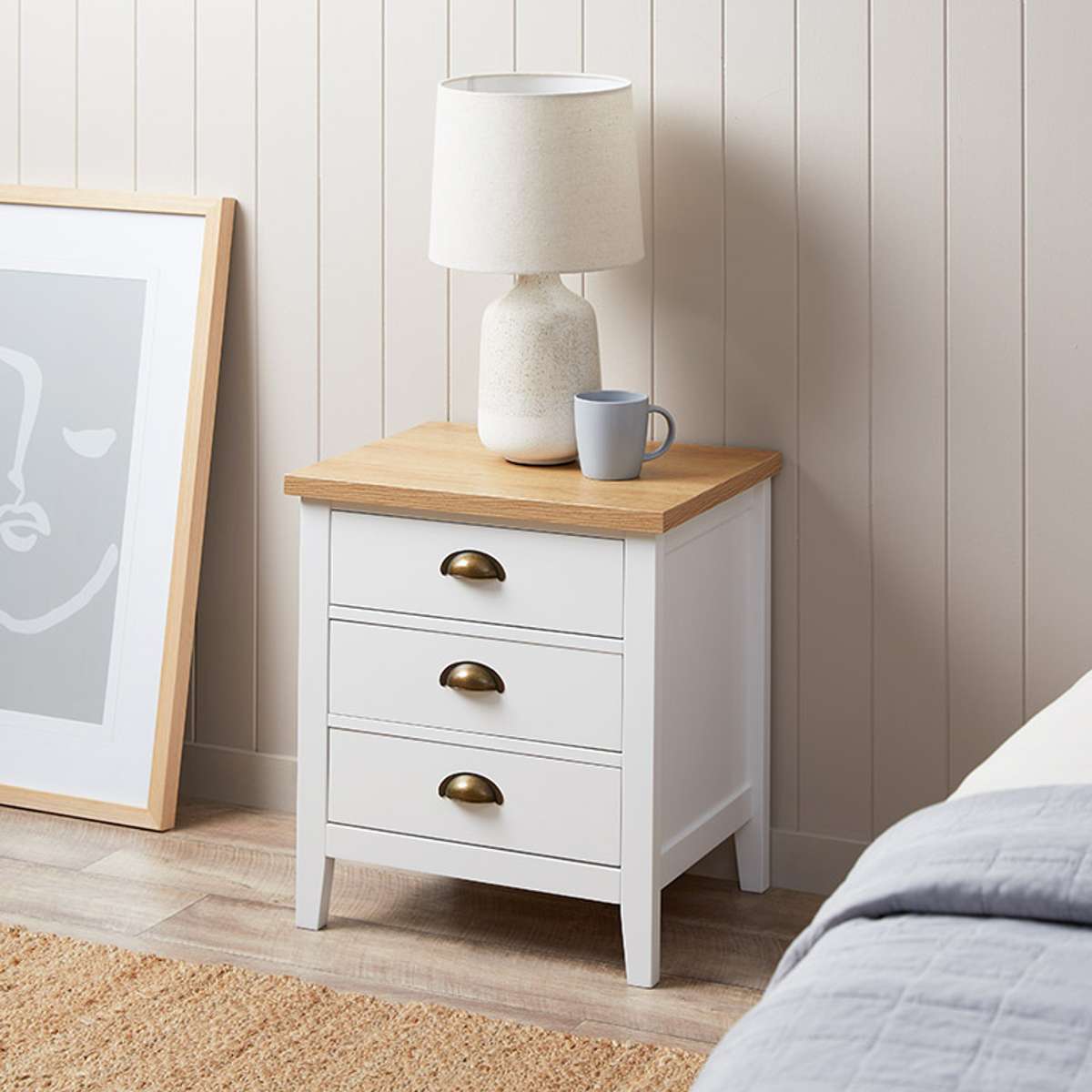 Hastings Three Drawer Bedside Table