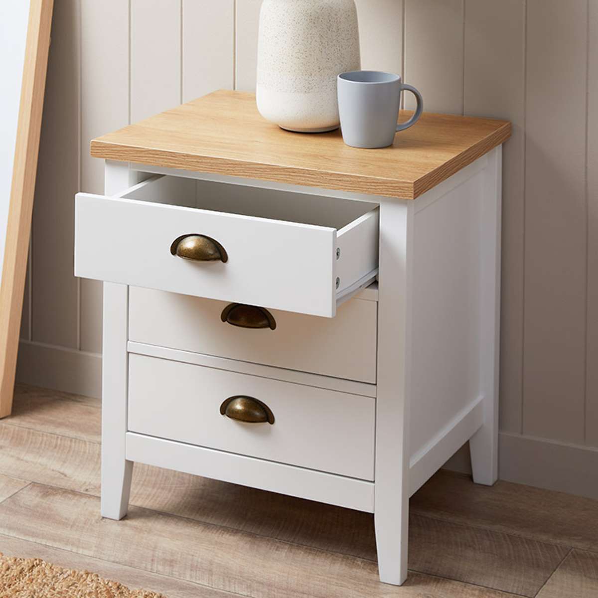 Hastings Three Drawer Bedside Table