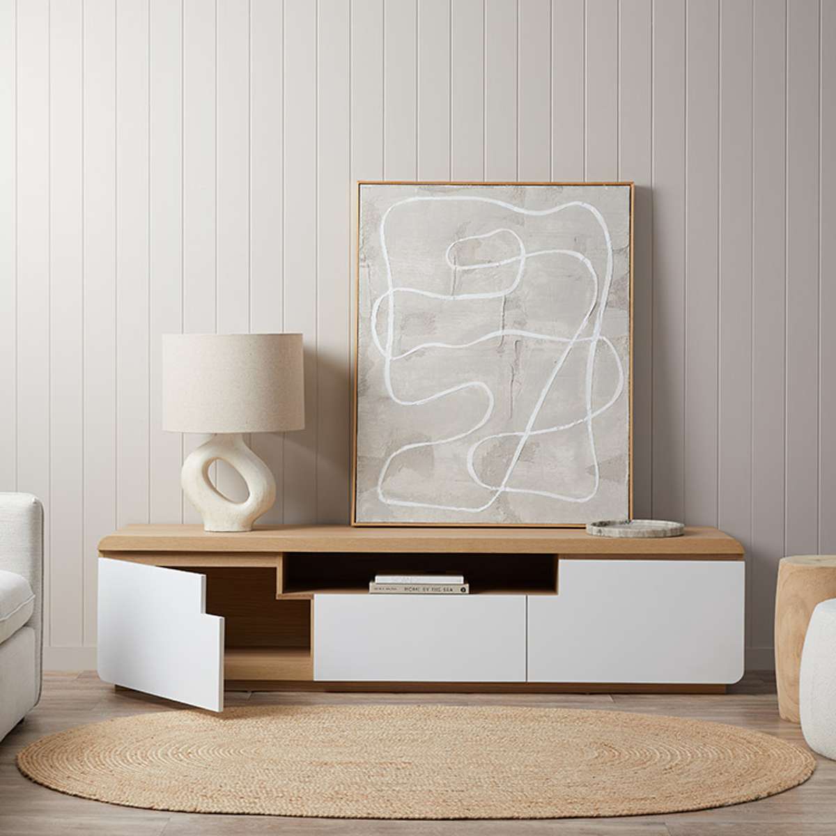 Rhodes Entertainment Unit - White/Natural