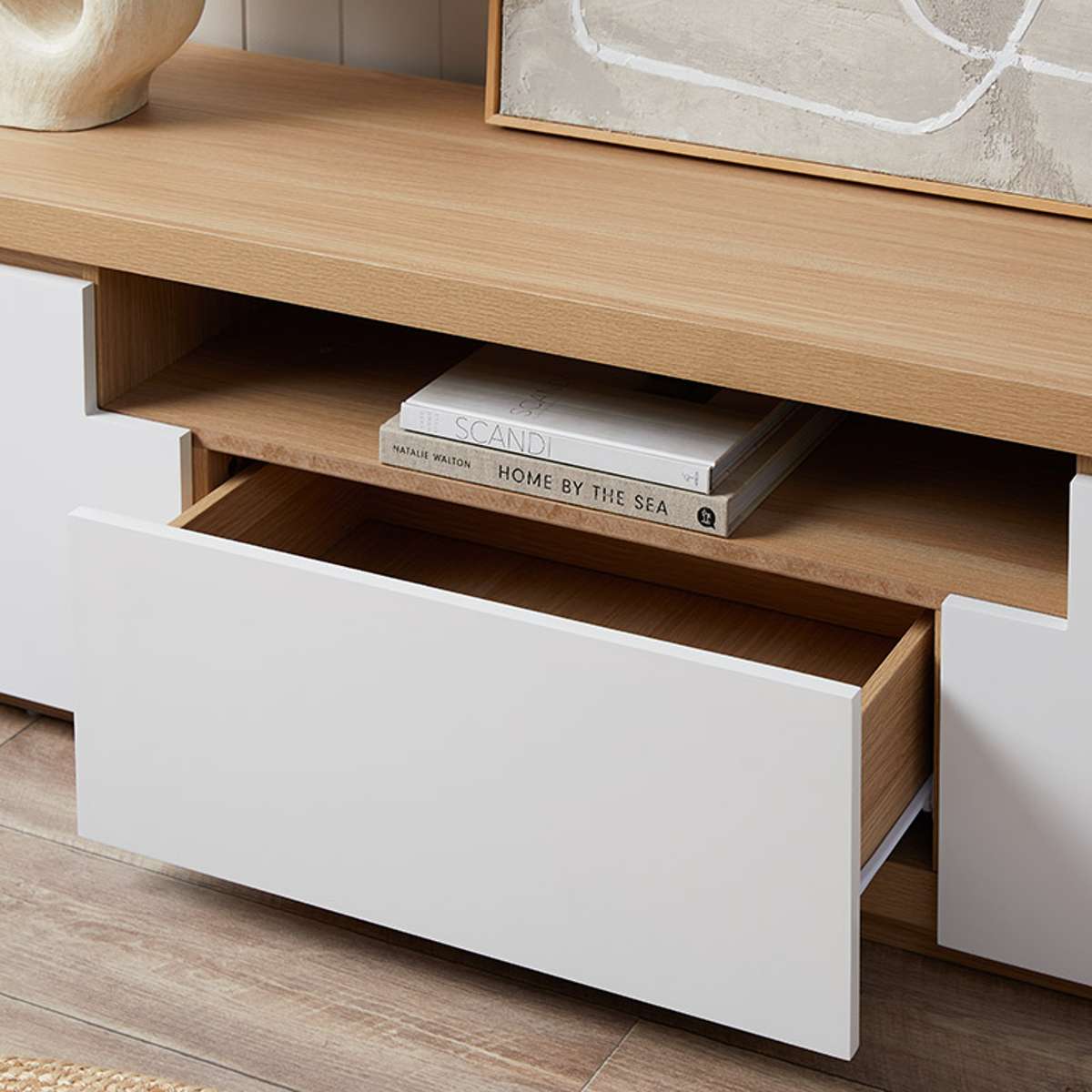 Rhodes Entertainment Unit - White/Natural