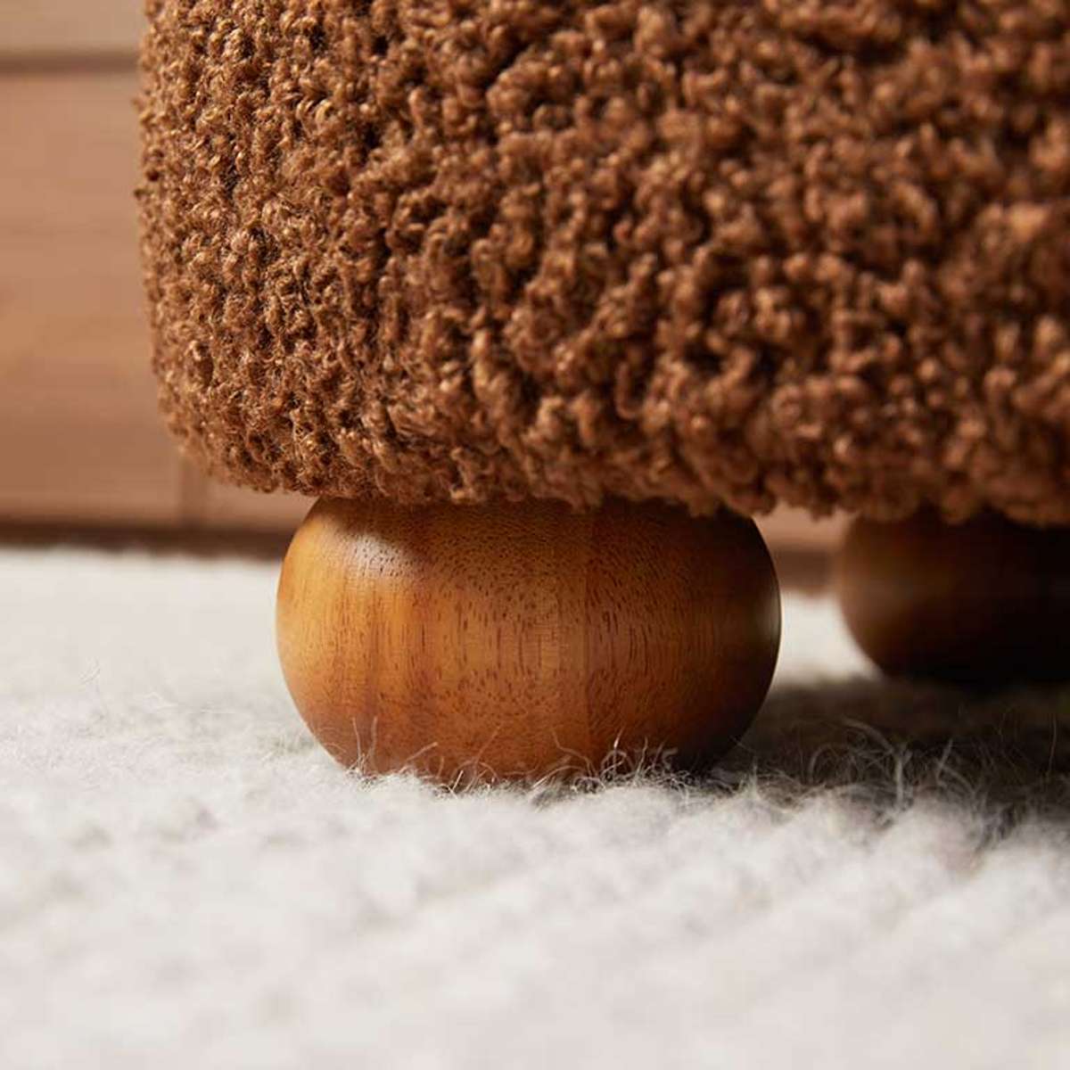 Wren Sherpa Ottoman - Chocolate