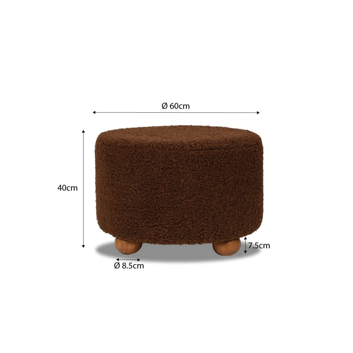 Wren Sherpa Ottoman - Chocolate