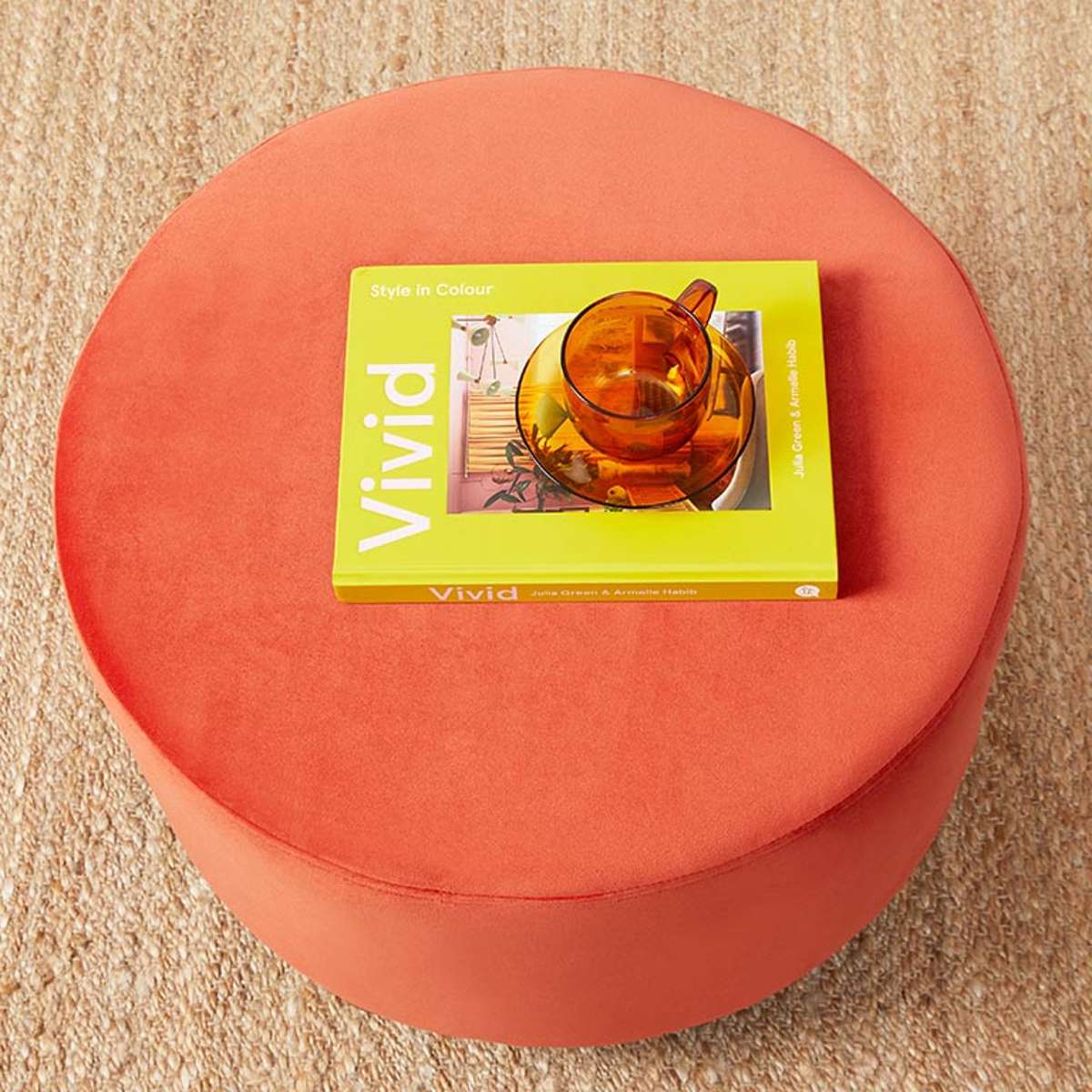 Wren Velvet Ottoman - Burnt Orange