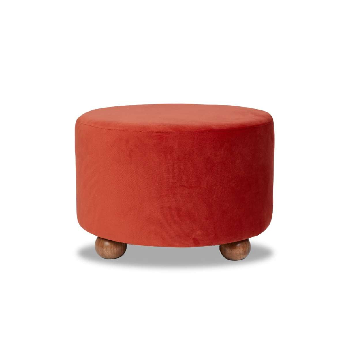 Wren Velvet Ottoman - Burnt Orange