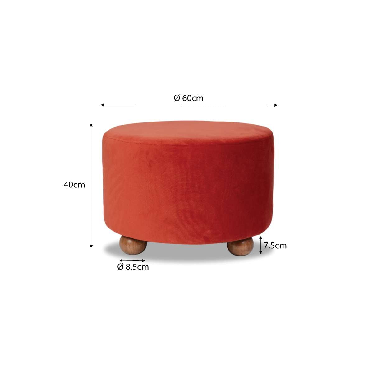 Wren Velvet Ottoman - Burnt Orange