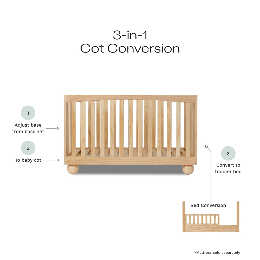 Blake Natural 3-in-1 Conversion Cot Bundle