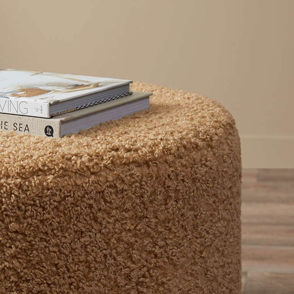 Wren Sherpa Ottoman - Beige