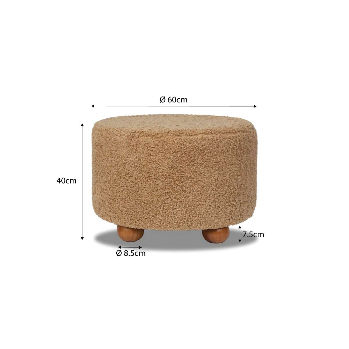 Wren Sherpa Ottoman - Beige