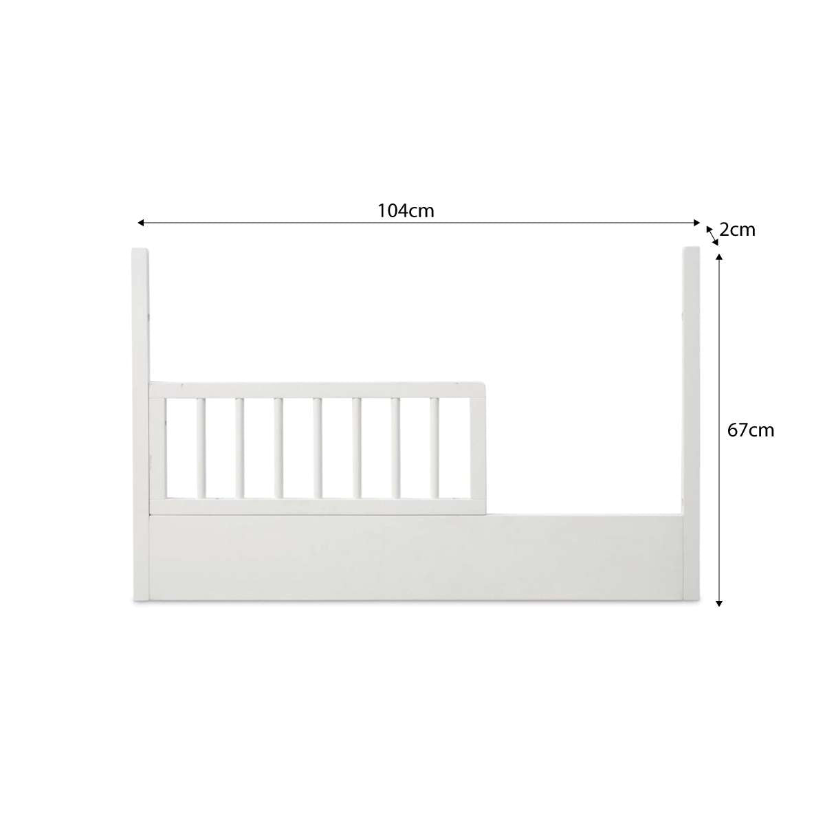 Orlando Contempo Cot Toddler Bed Half Frame - White