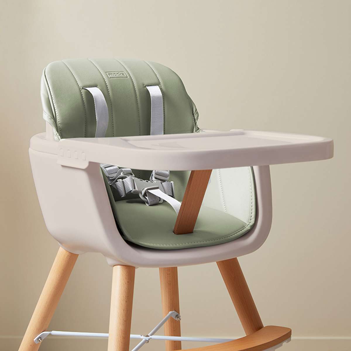 Jenson Natural Highchair - Sage Green