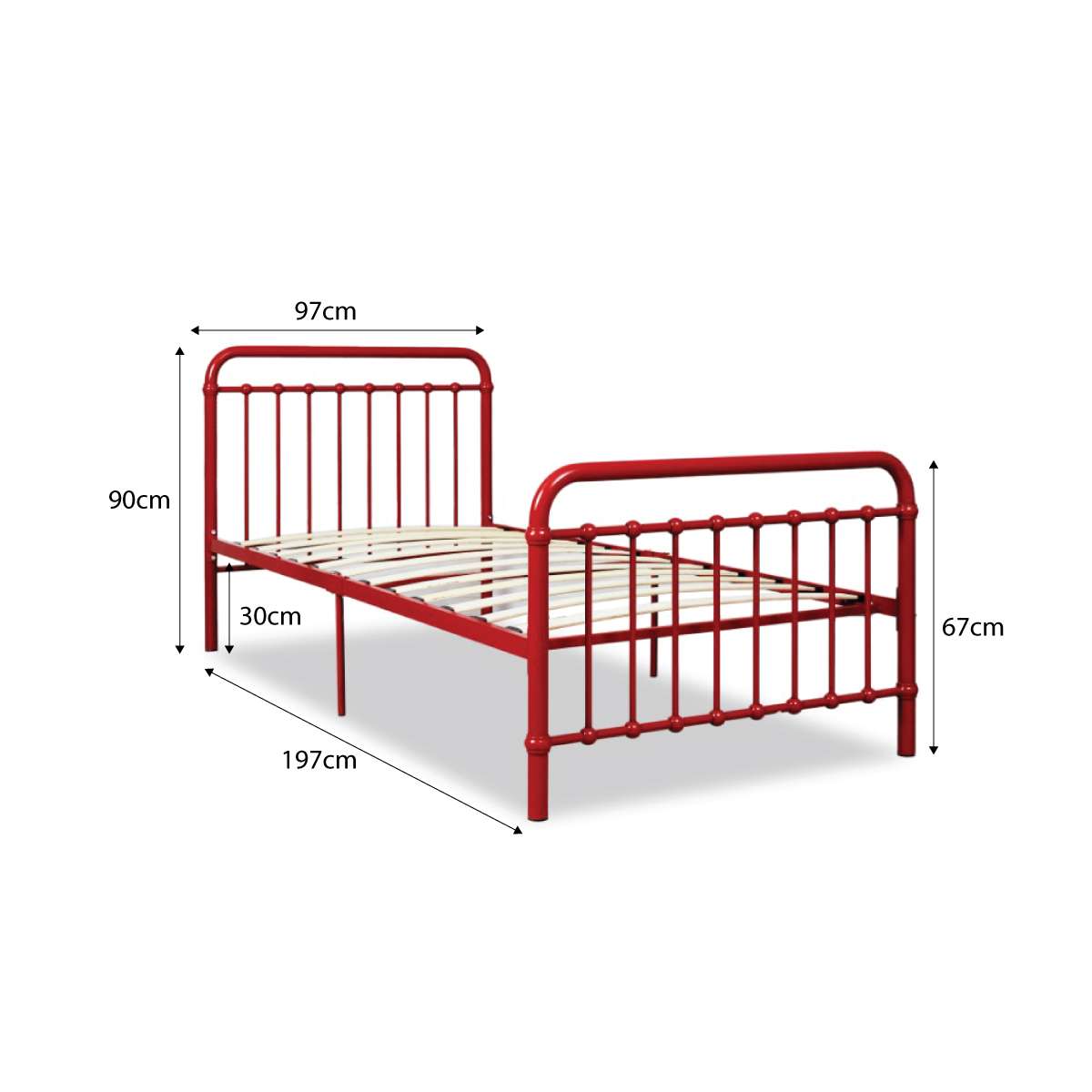 Sonata Bed - Single - Red