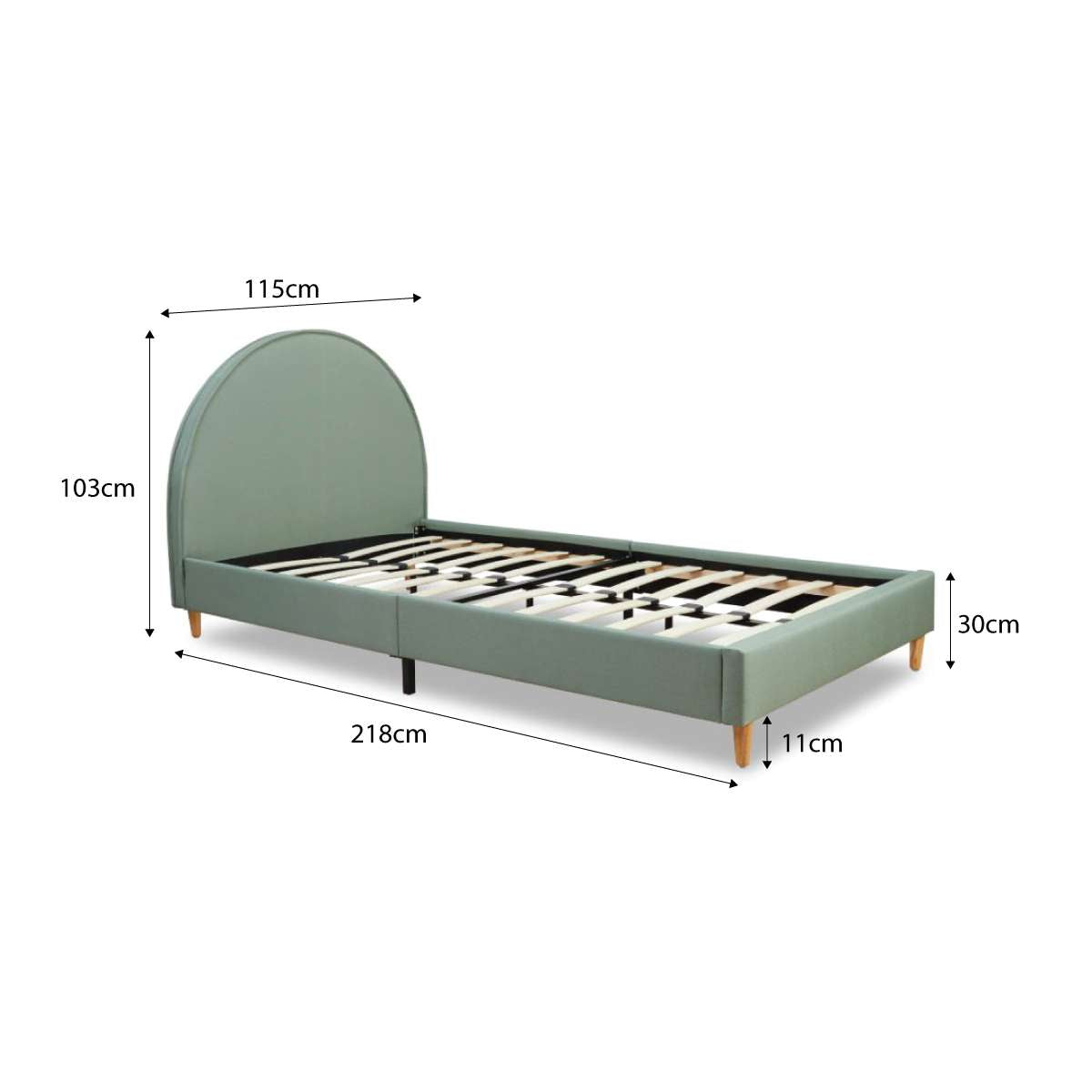 Imogen King Single Bed - Sage Green