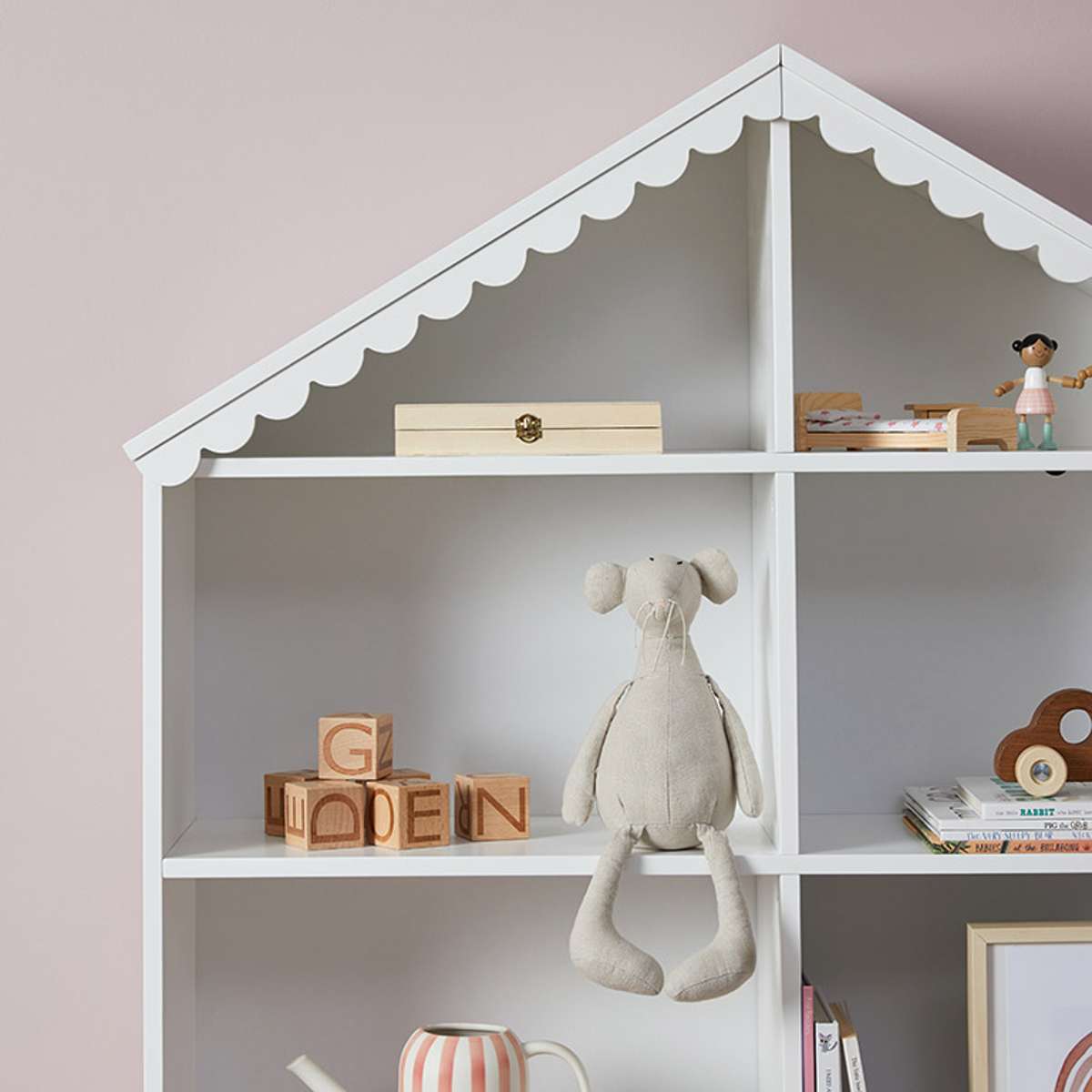 Maisie Scalloped House Bookcase - White