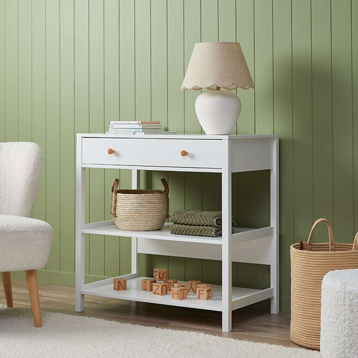 Mocka Change Table With Removable Top - White