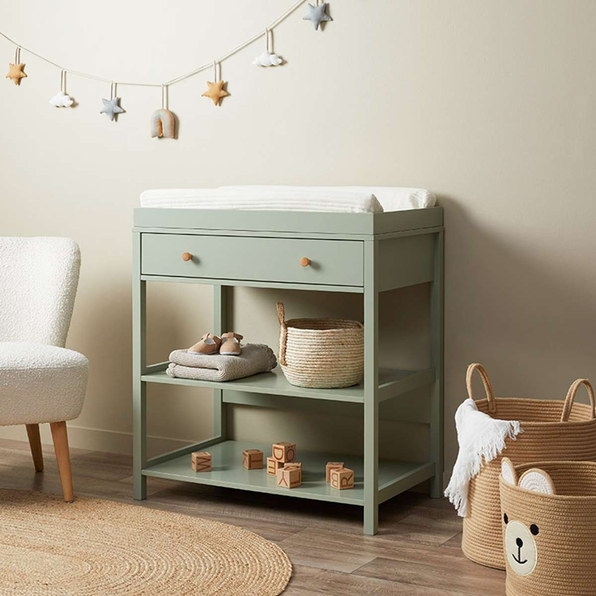 Mocka Change Table With Removable Top - Sage Green