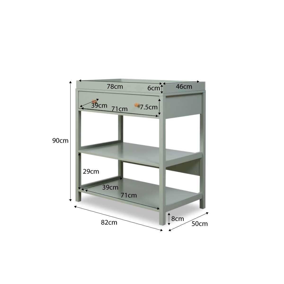 Mocka Change Table With Removable Top - Sage Green