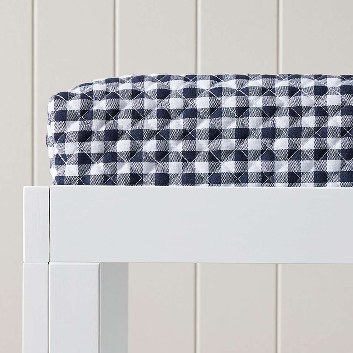 Gingham Waterproof Change Mat Cover - Navy