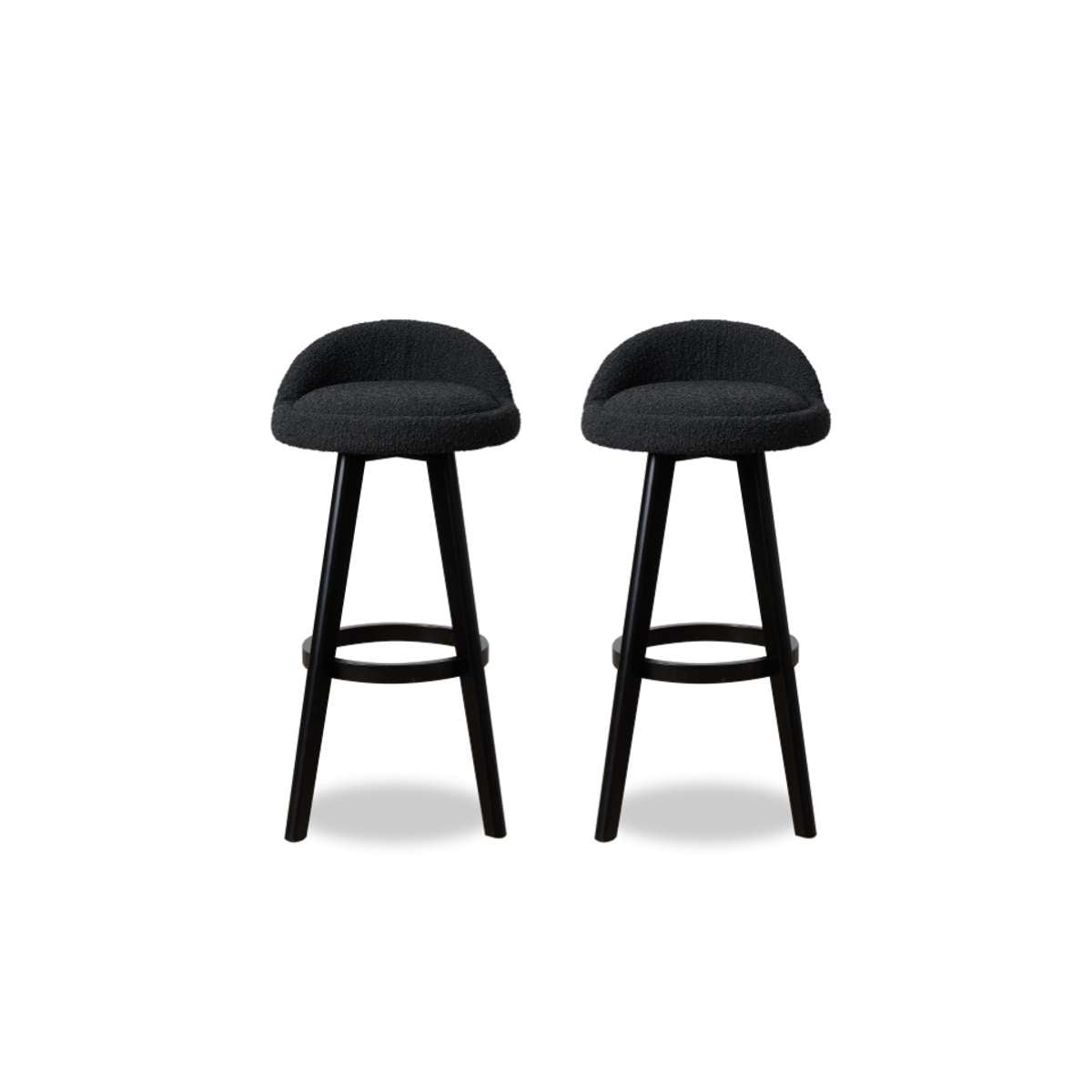 Jamie Bar Stool - Set Of 2 - Black Boucle