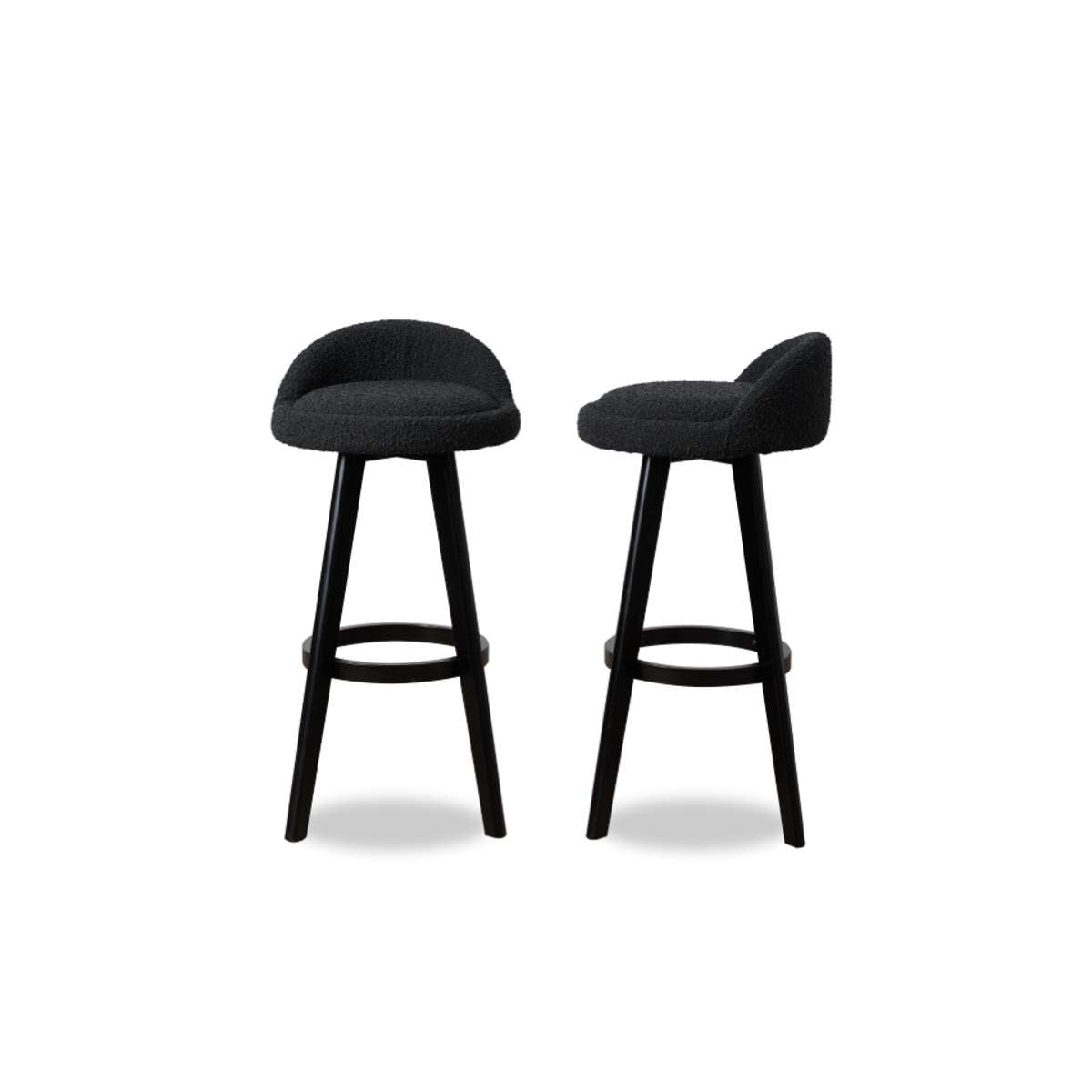 Jamie Bar Stool - Set Of 2 - Black Boucle