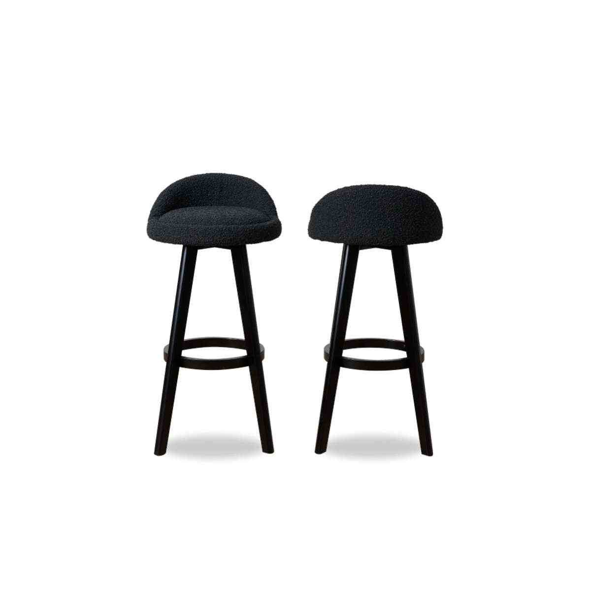 Jamie Bar Stool - Set Of 2 - Black Boucle