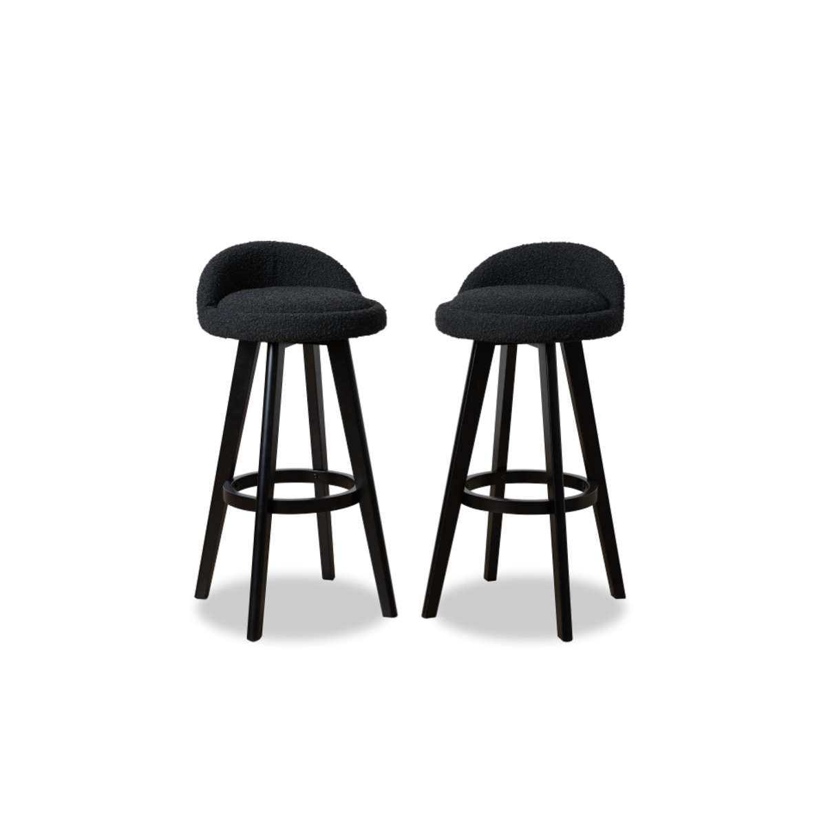 Jamie Bar Stool - Set Of 2 - Black Boucle