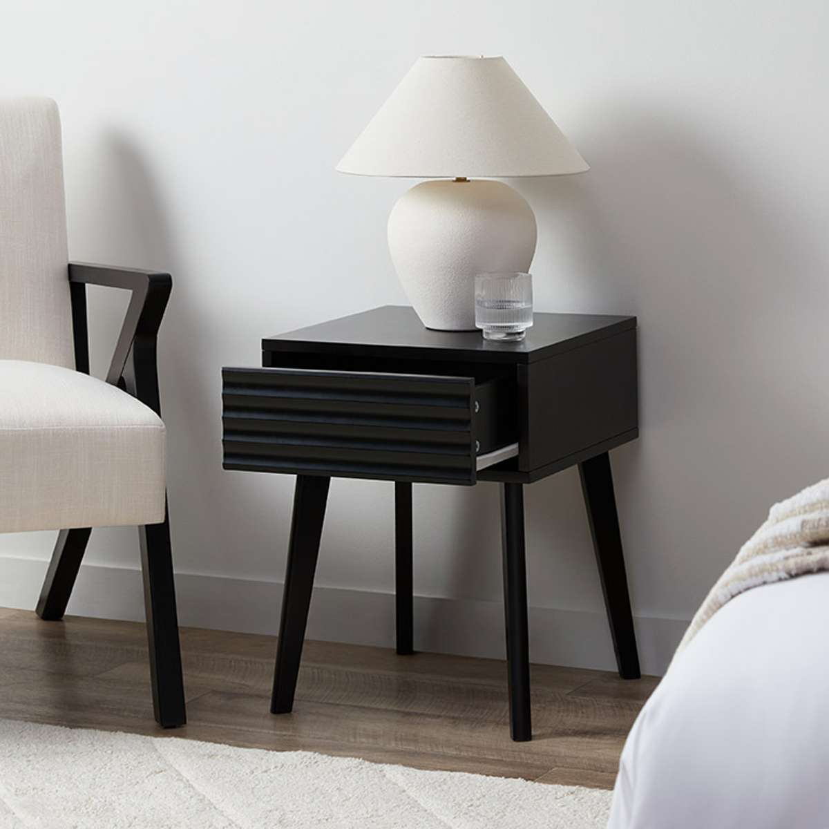 Rhys Bedside Table - Black