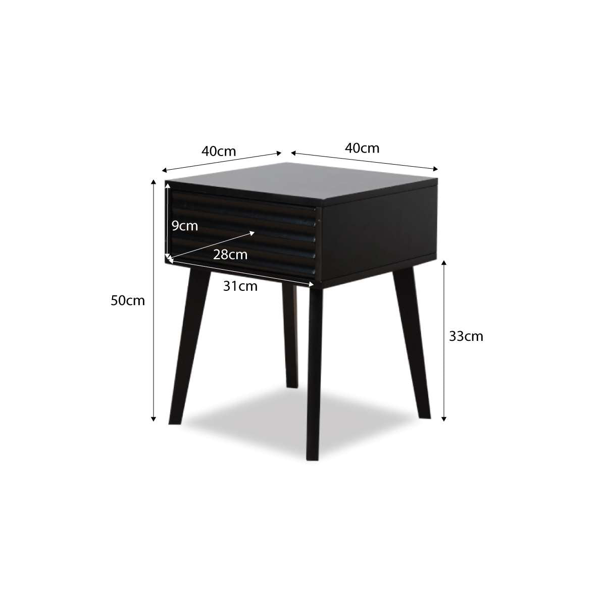 Rhys Bedside Table - Black