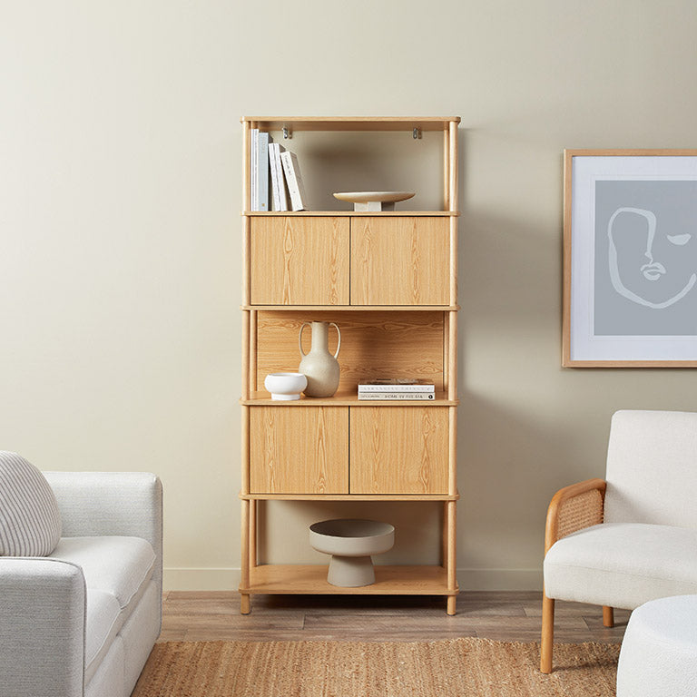 Eden Tall Shelf With Storage - Natural