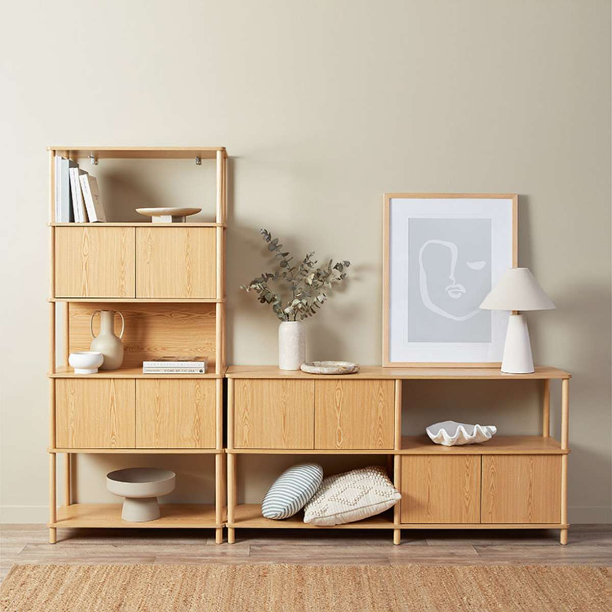 Eden Tall Shelf With Storage - Natural