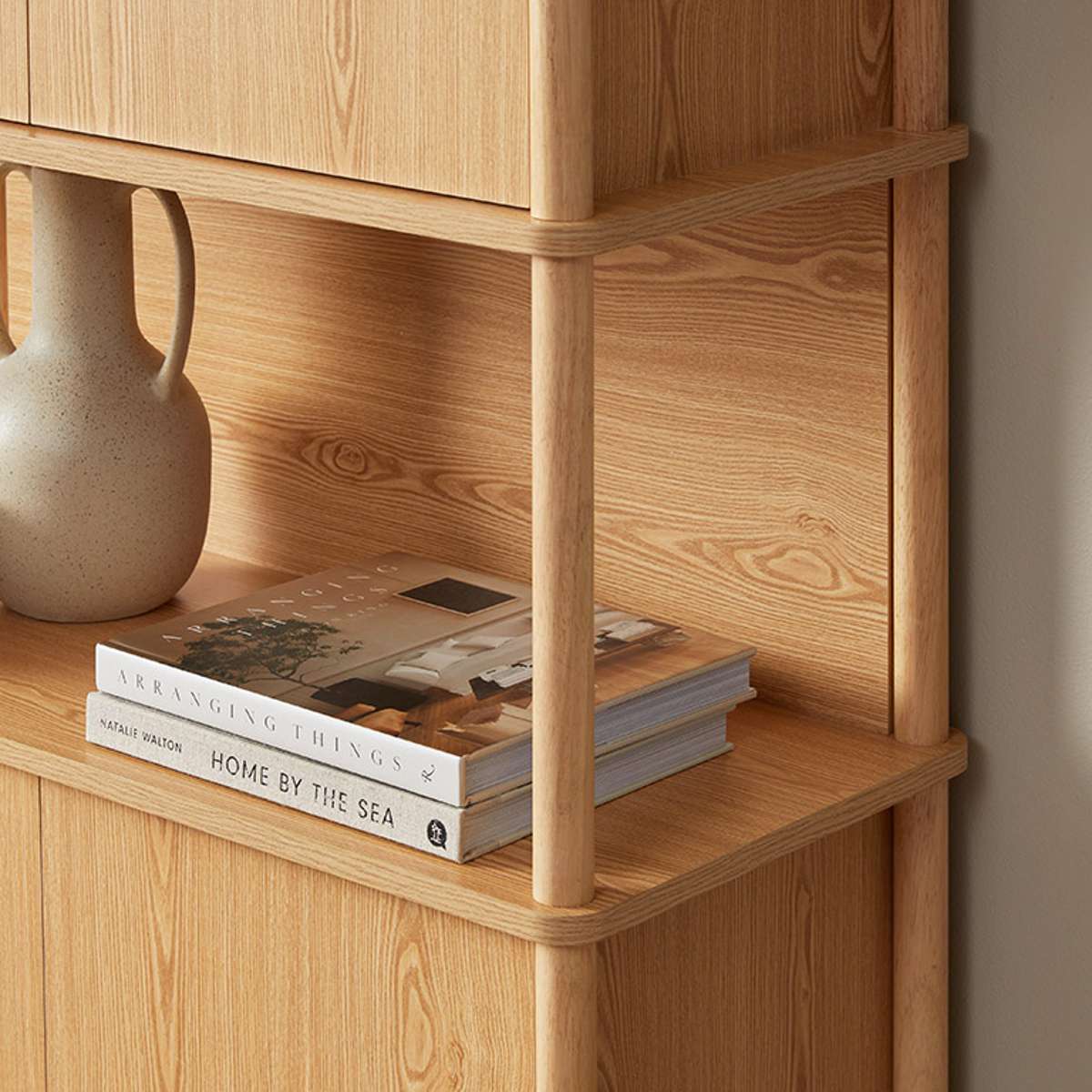 Eden Tall Shelf With Storage - Natural