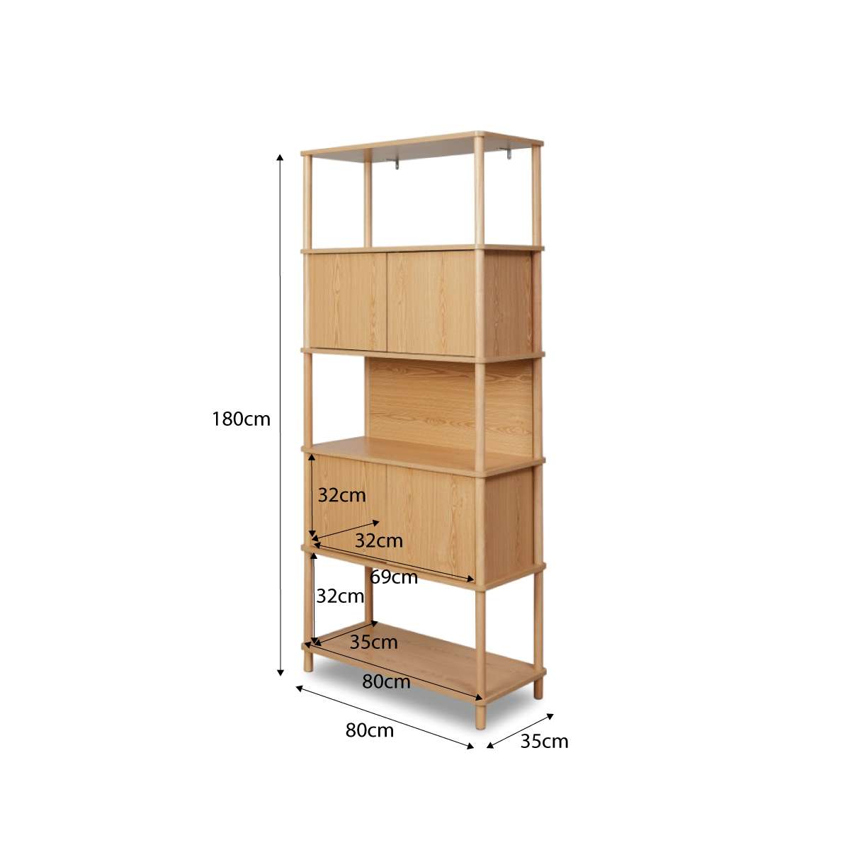 Eden Tall Shelf With Storage - Natural